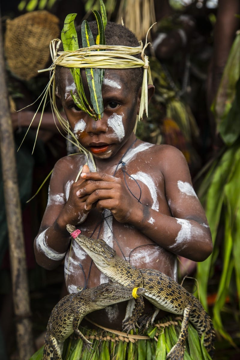 Papua New Guinea kid crocodiles